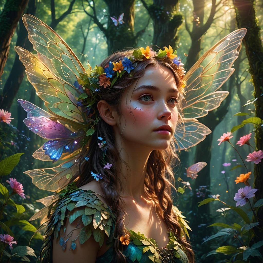 Ethereal Fairy Portrait in Impressionist Style