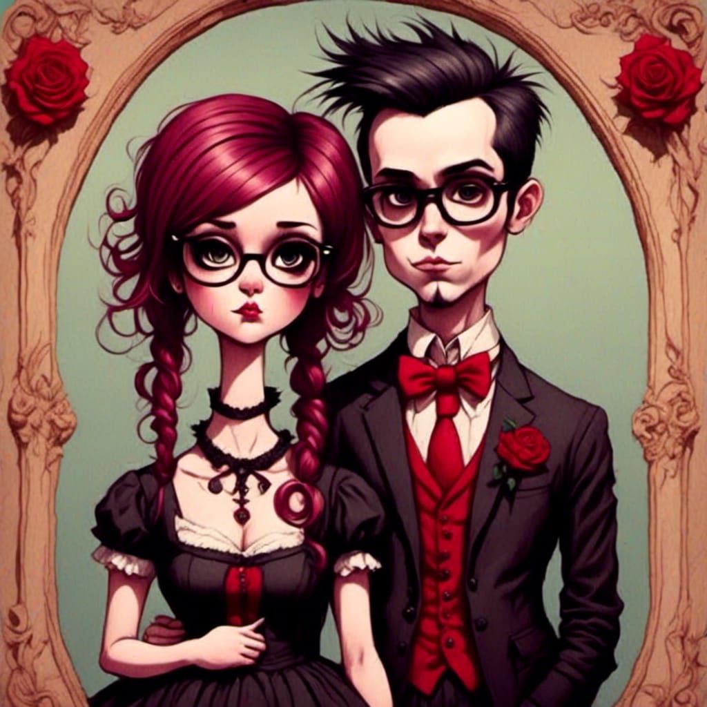 Emo Couple in Mark Ryden Style Portrait