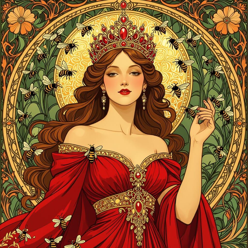 Queen of the Bees in Art Nouveau Style