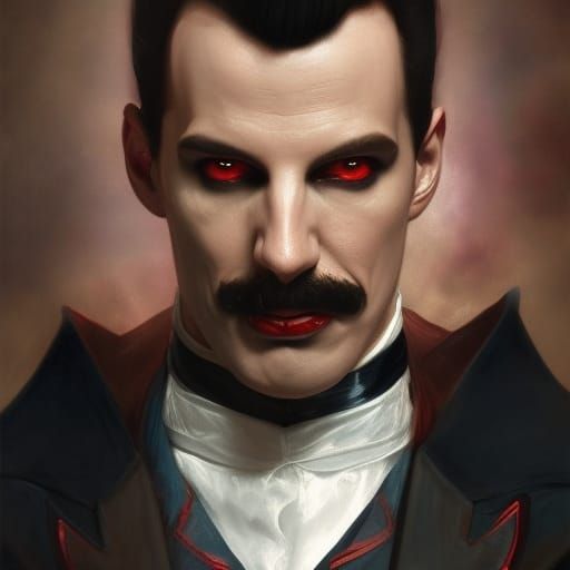 Freddy Mercury as Dracula: Hyperdetailed Portrait