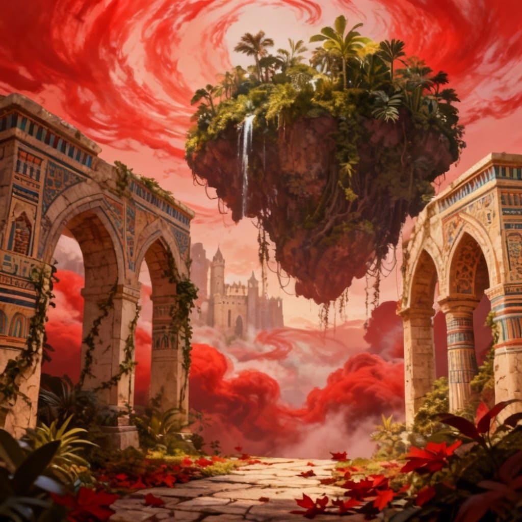 Jungle Island in Red Clouds: Egyptian Arabic Aesthetic