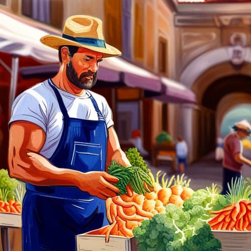 Buying vegetables at the farmer’s market