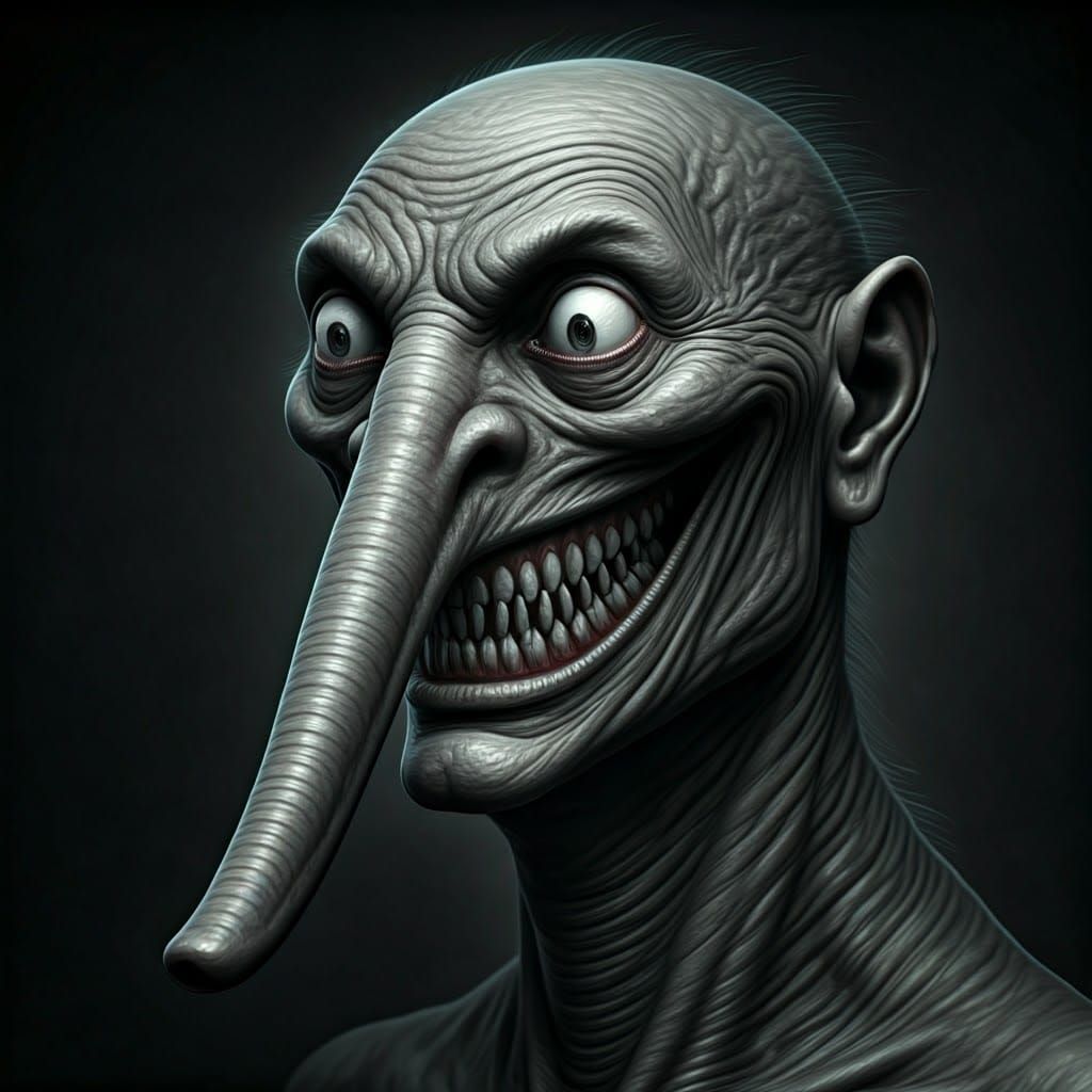 Grotesque Snouted Creature in Dark Surrealism