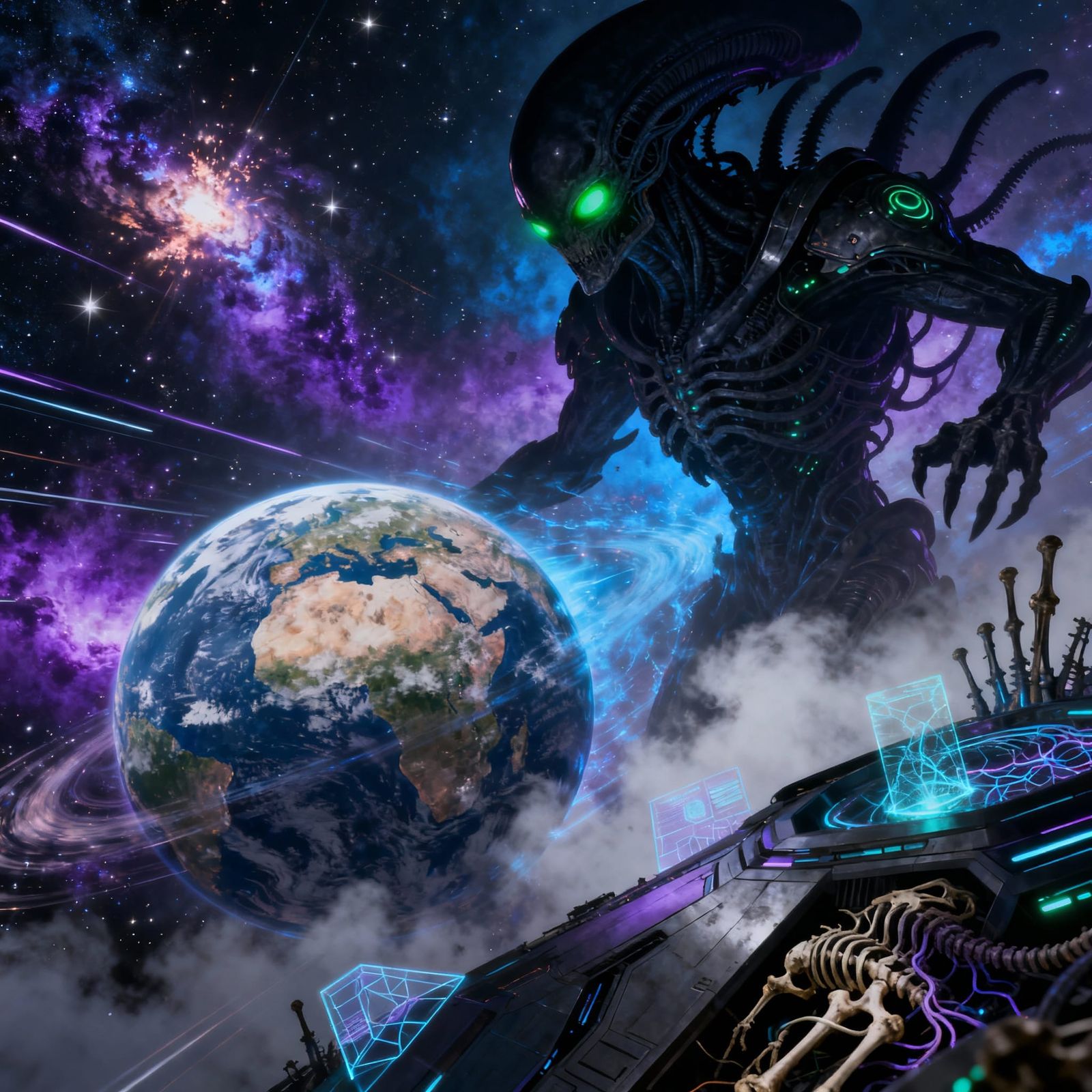 Alien Hurls Earth From Solar System in Epic Sci-Fi Art