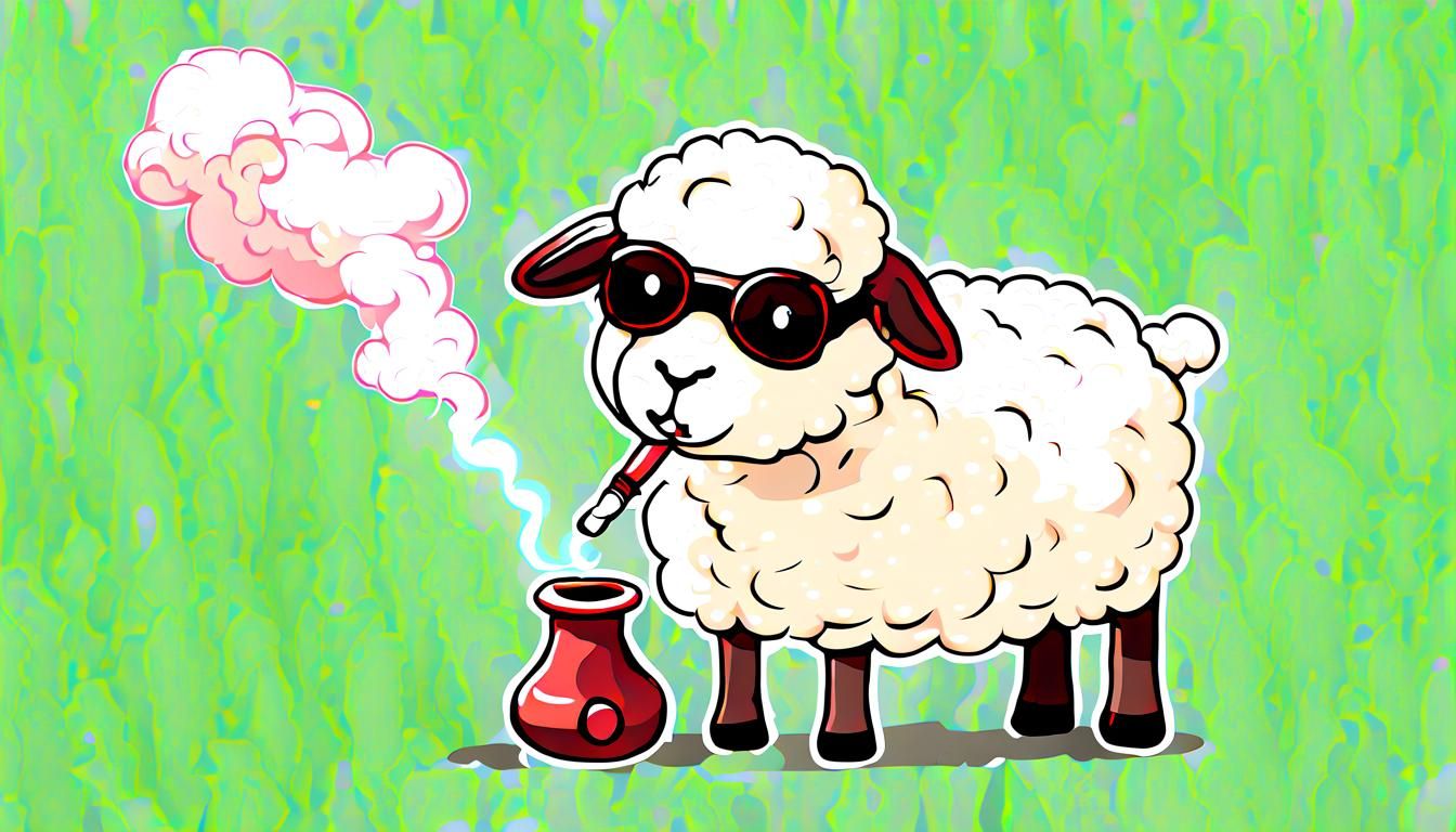 Kawaii Lamb Smoking a Pipe