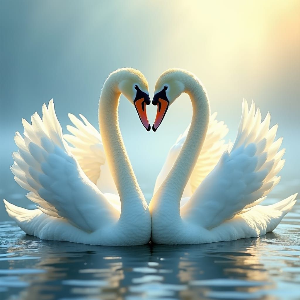 Swans Form Number 22 in Dreamlike Scene