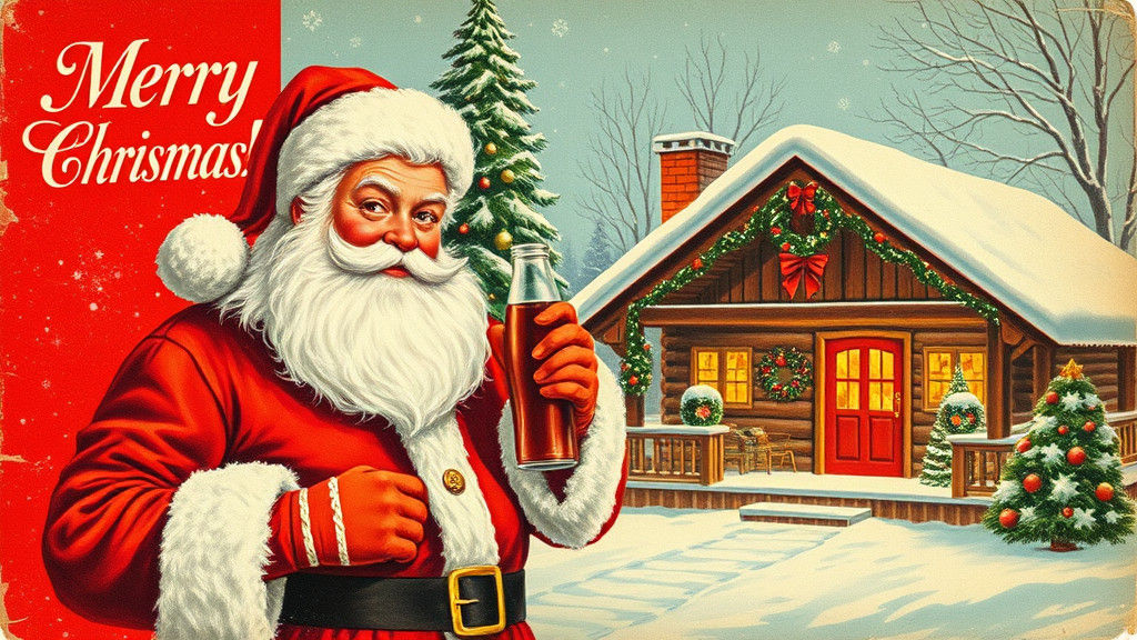 Vintage Christmas Postcard with Santa and Coca-Cola