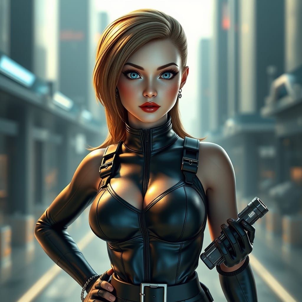 Futuristic Woman in Catsuit, 3D Rendered