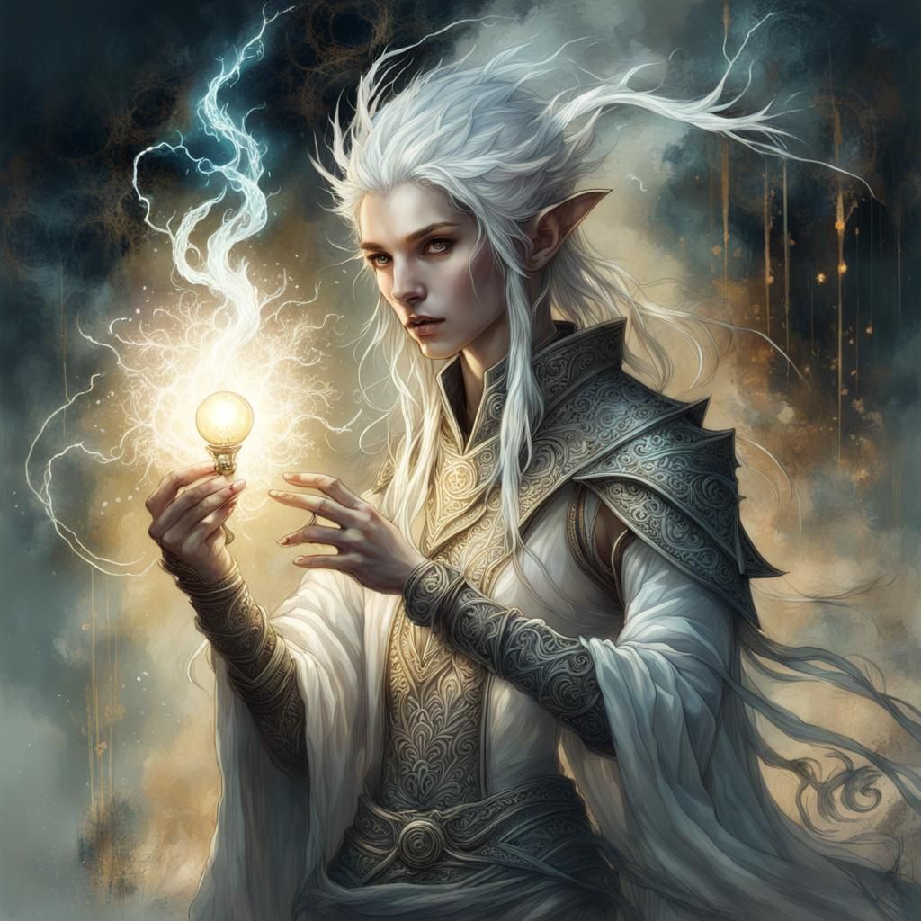 Magical Dark Elf Holding Light: Intricate Fantasy Art