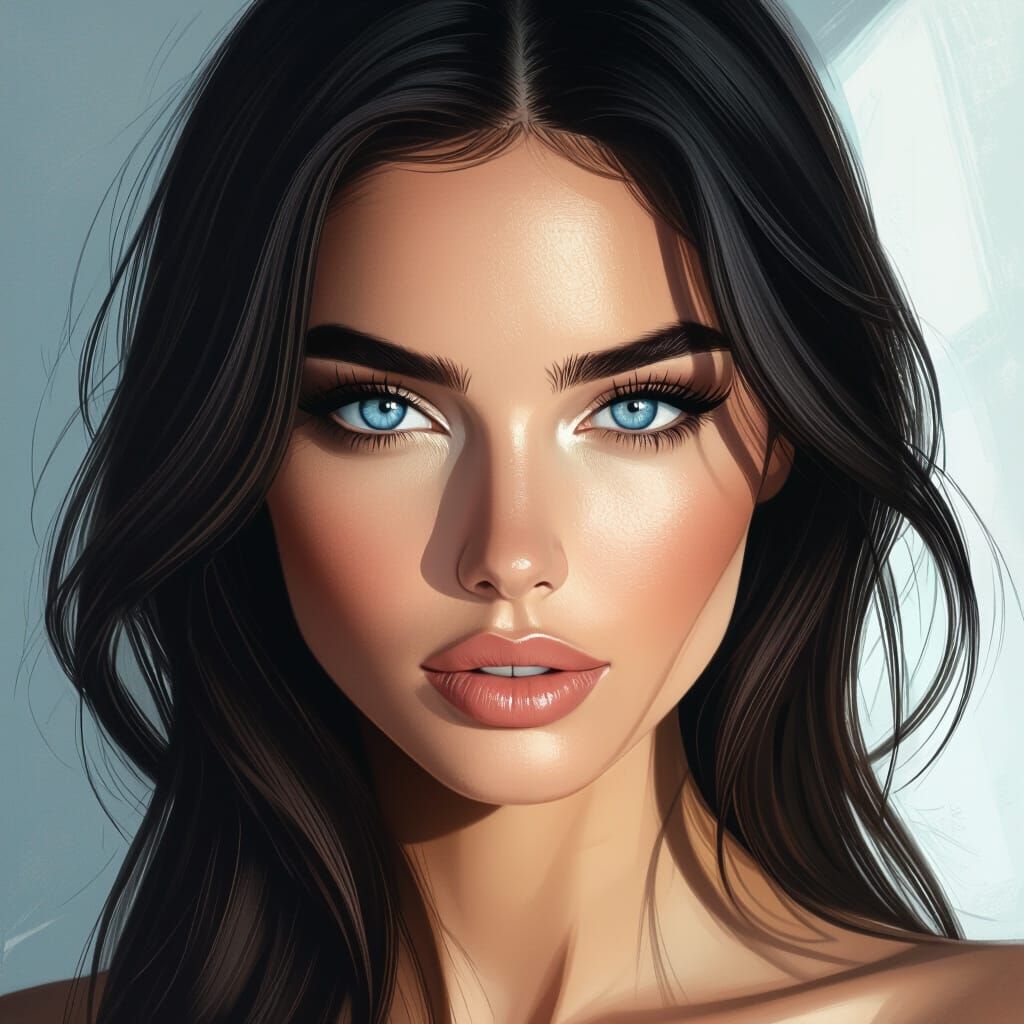 Close-Up of Piercing Blue Eyes in Dramatic Spotlight