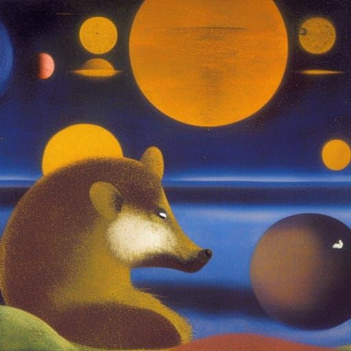Hedgehogs in Night Sky on Distant Planet
