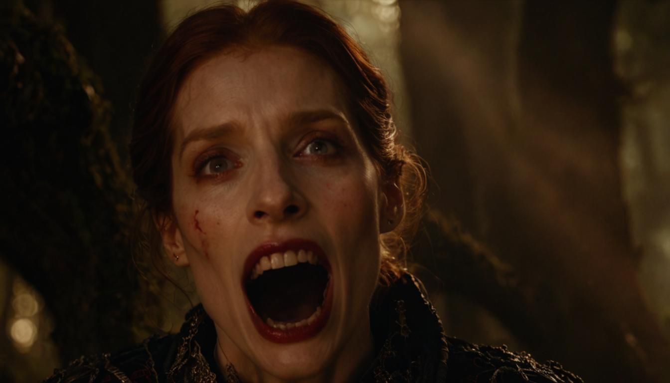 Vampire in Dark Forest: Cinematic Film Noir Portrait