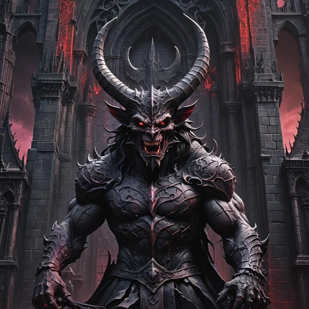 Menacing Demon Guarding the Black Tower