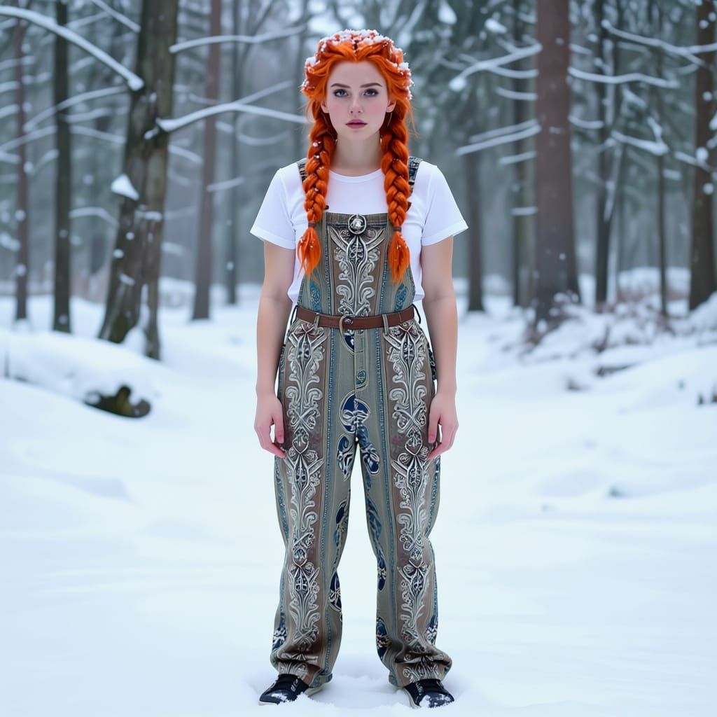 Princess Elara in Snowy Forest Cinematic Photo