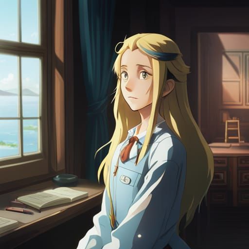 Luna Lovegood in Studio Ghibli Anime Style