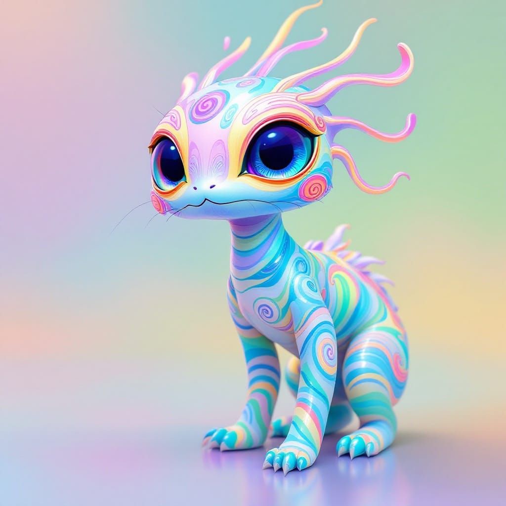 Majestic, Iridescent Dream Creature in Whimsical Hues