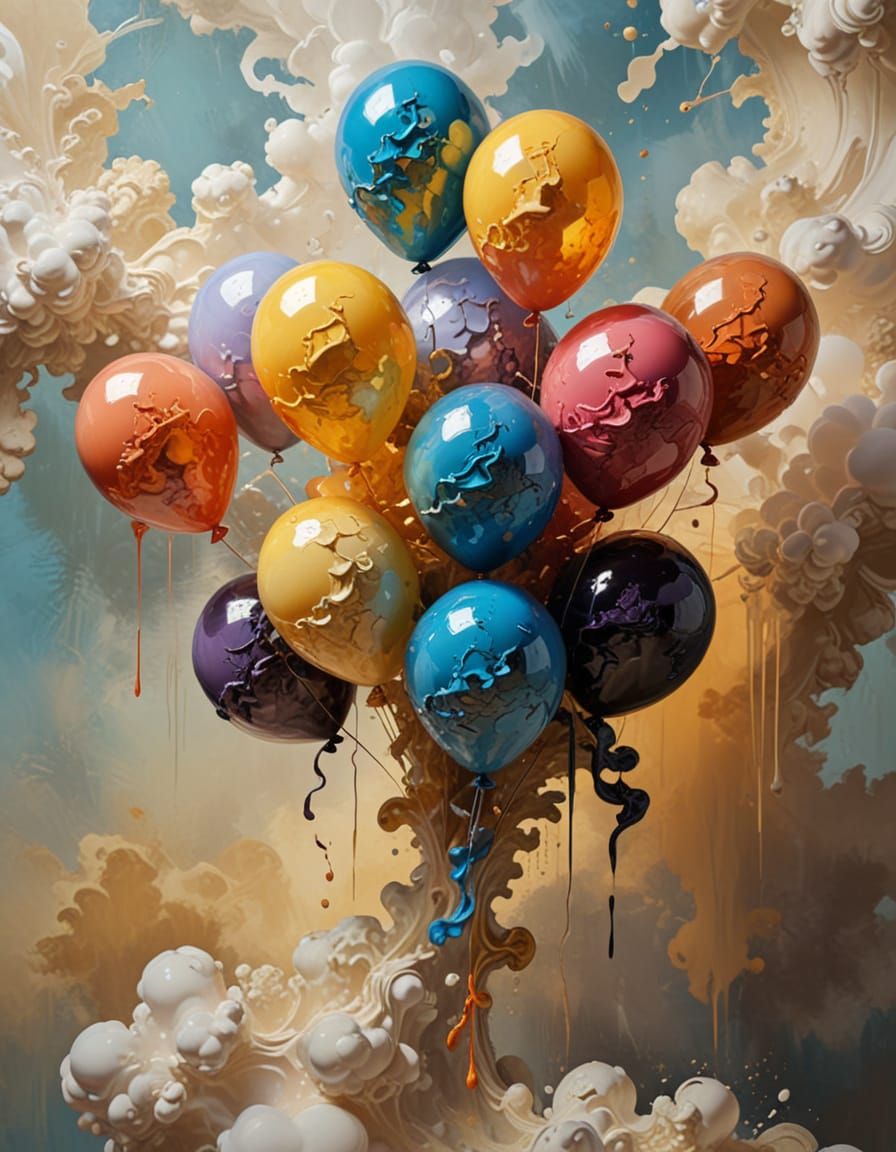 Baroque Balloons Dripping: An Impasto Hallucination