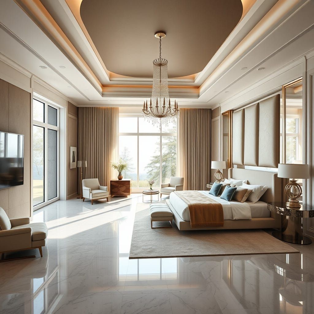 Luxurious Modern Master Bedroom with Opulent Furnishings