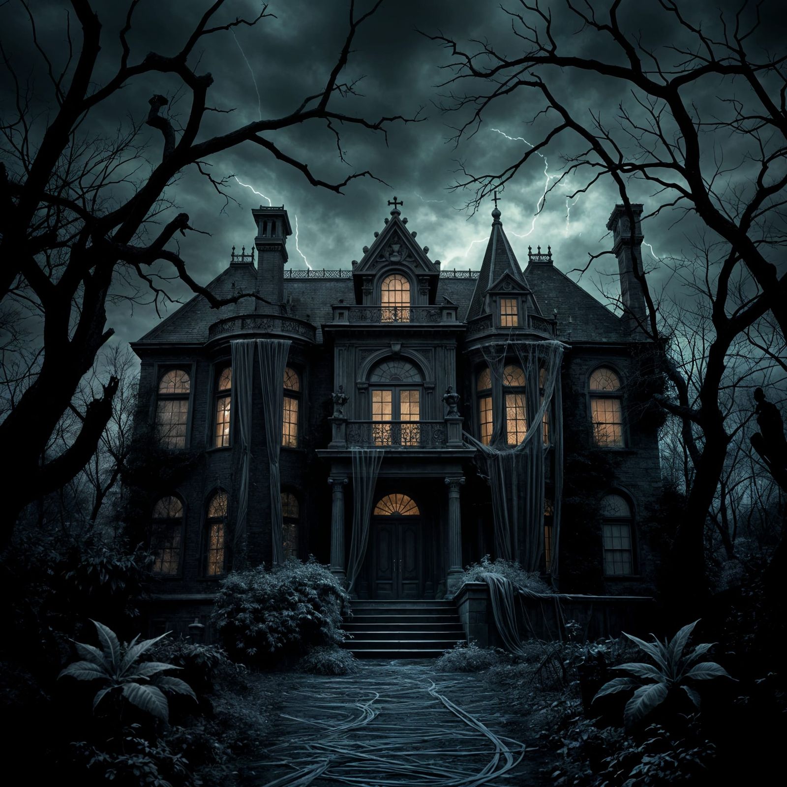 Dark Haunted Mansion: A Spooky AI Vision