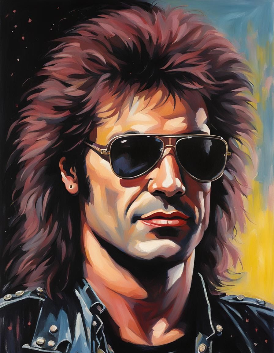 Handsome 80s Rockstar Painting