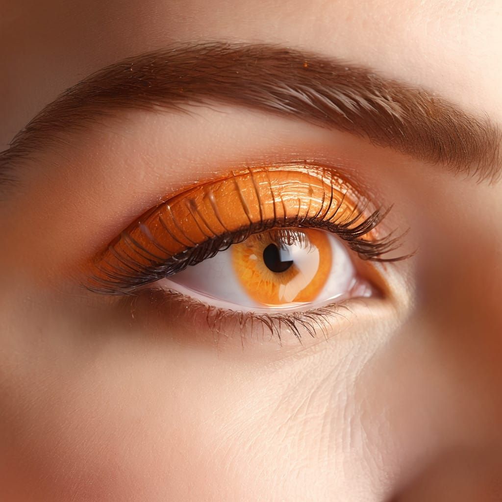 Ethereal Close-Up of a Woman's Eye with Vibrant Orange Accen...