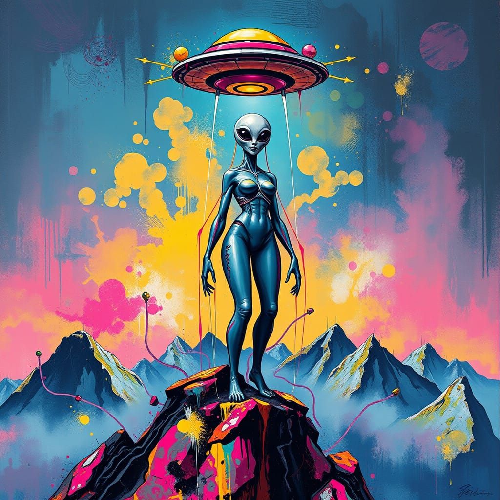 Cosmic Goddess in Street Art Splendor