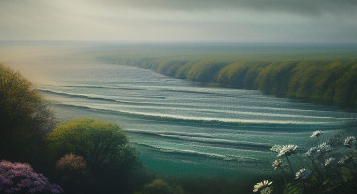 Vibrant Summer Landscapes in High-Contrast Tonalism Style