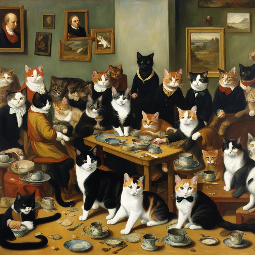 Cats Cause Chaos in Famous Painting