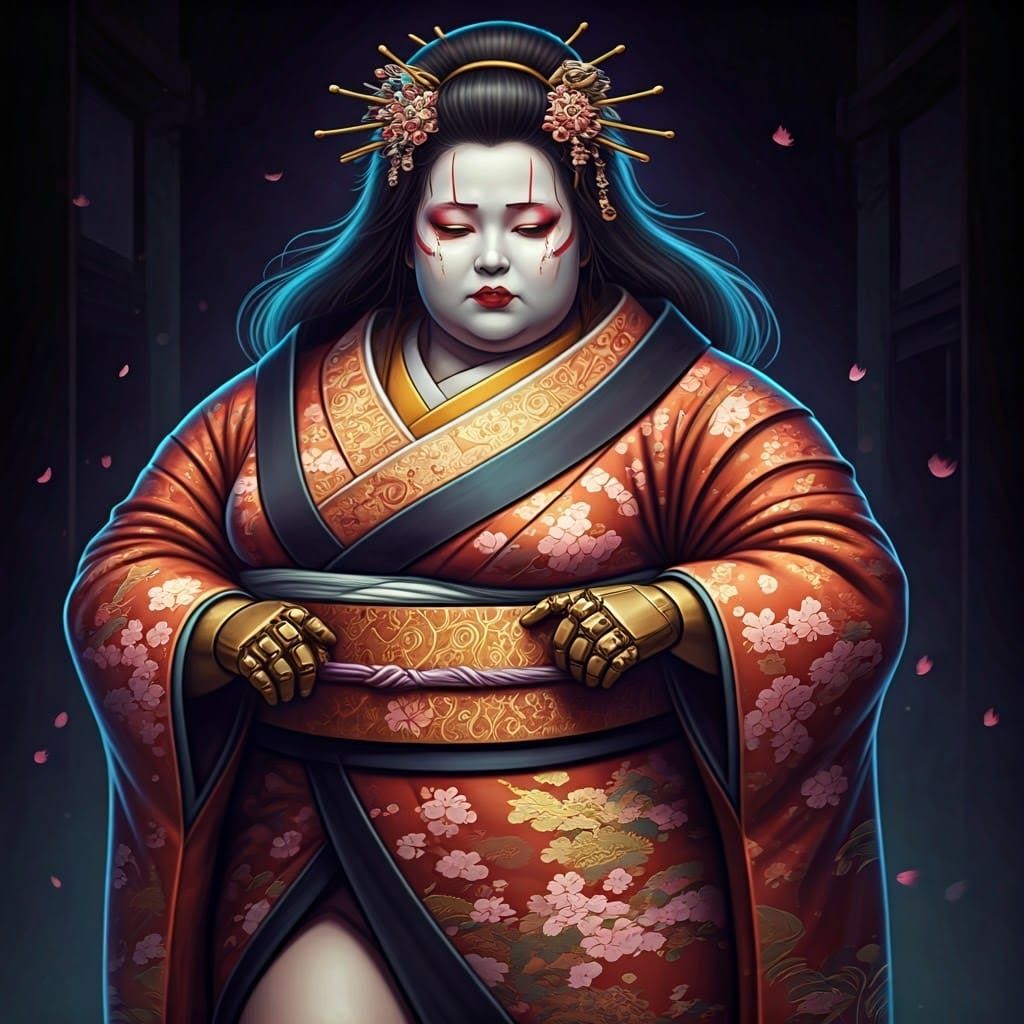 Robot Geisha in Kimono, Digital Art