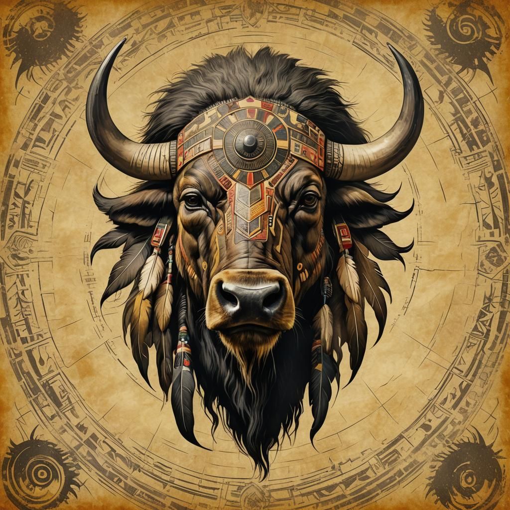 Stunning Buffalo Head in Epic American Indian Design