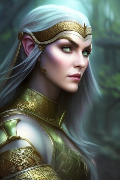 Elven Druid Portrait in Hyperdetailed Fantasy Art