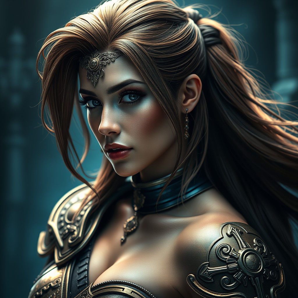 Medieval Warrior Woman Portrait in Rutkowski Style