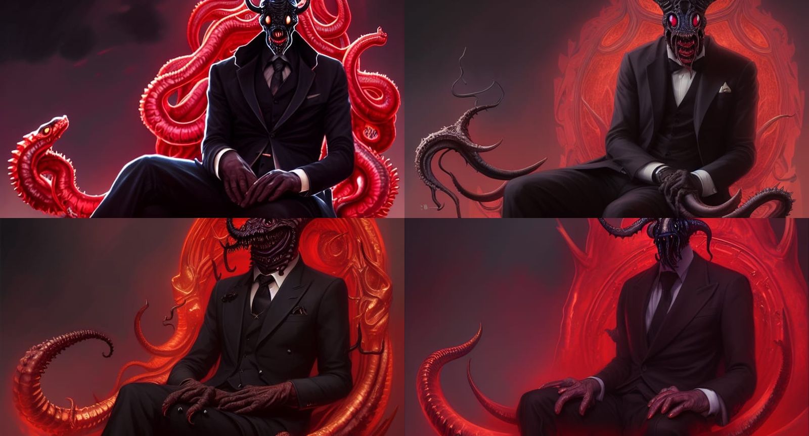 Lovecraftian Demon on Throne: Hyperdetailed Concept Art