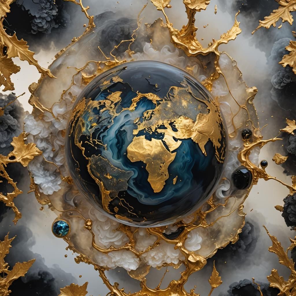 Planet Earth in Mixed Media Collage