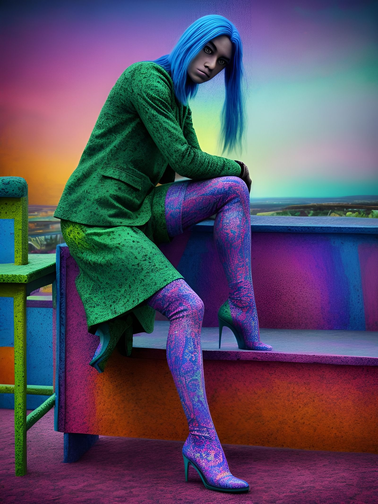 Psychedelic Fantasy Castle in Abstract Art Style