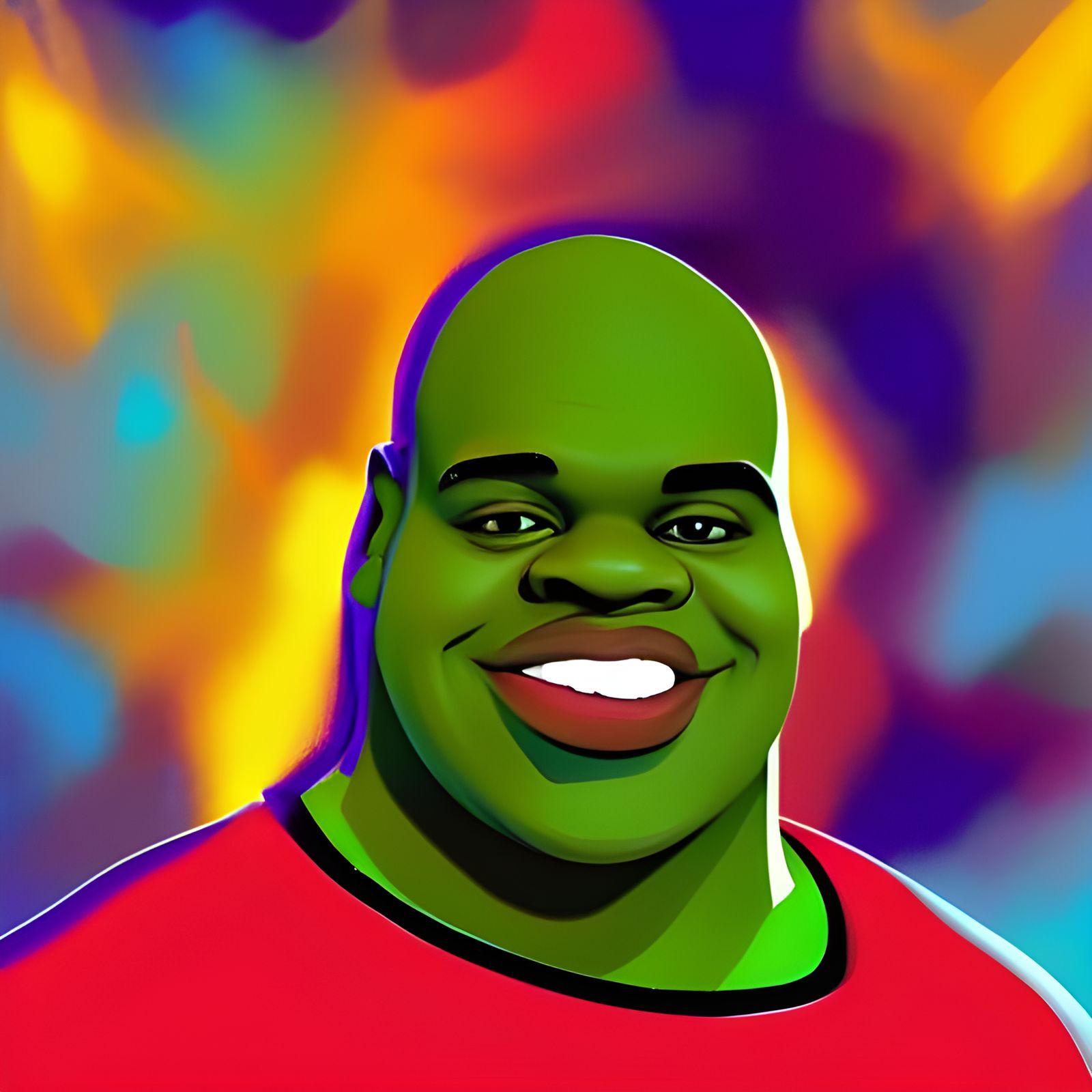 Shaq as Shrek in Abstract Style