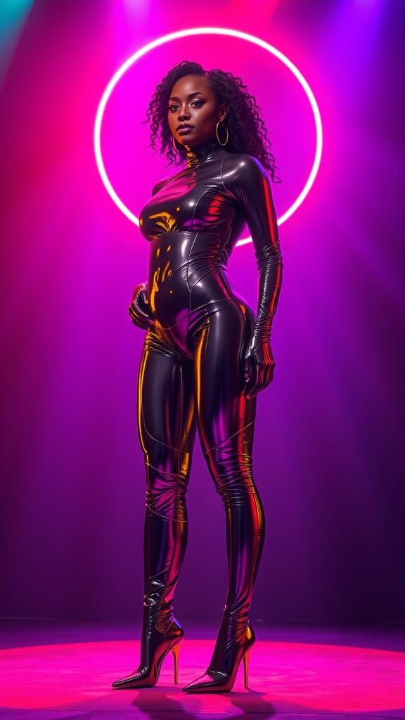 Sleek Cyberpunk Disco Goddess