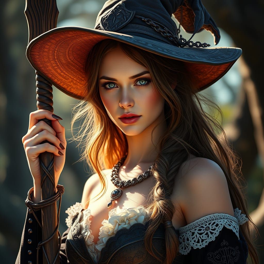 Ethereal Fantasy Witch in Dramatic Lighting