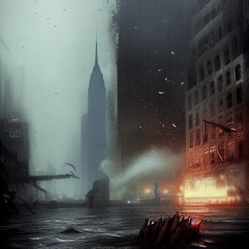 Sinister Submerged New York by Greg Rutkowski