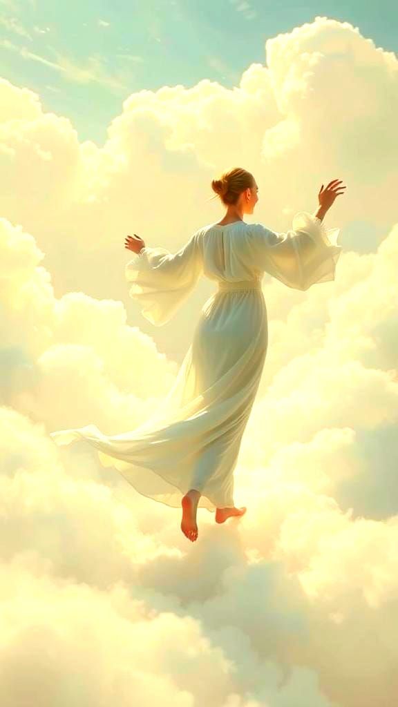 Ethereal Dance: A Figure in the Clouds