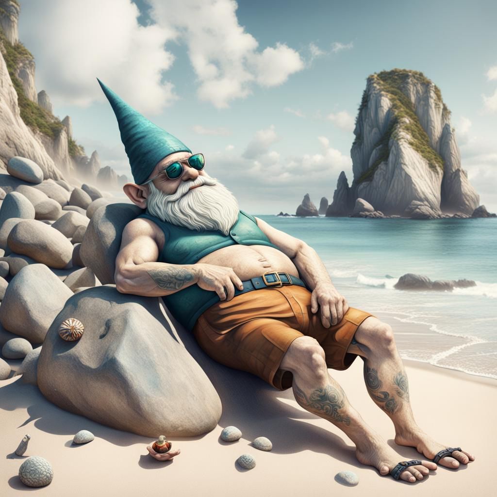 Rock Gnome's Beach Holiday: Digital Matte Painting