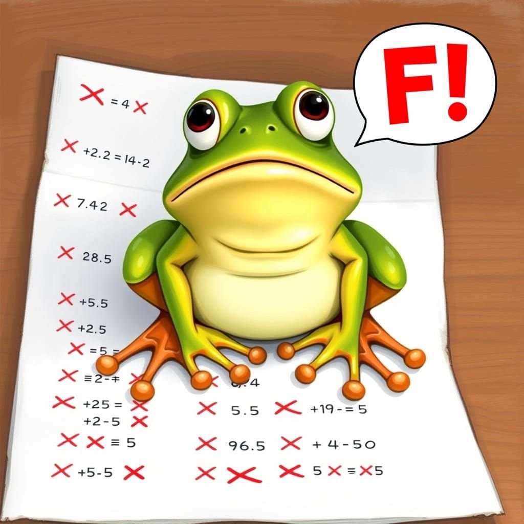 Frog's Shock at Failing Homework