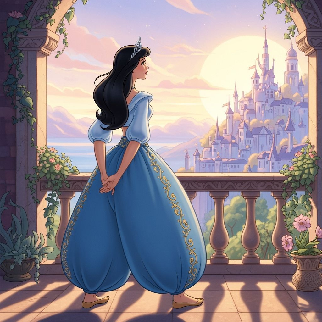 Princess in Bouncy Cerulean Harem Pants at Dawn