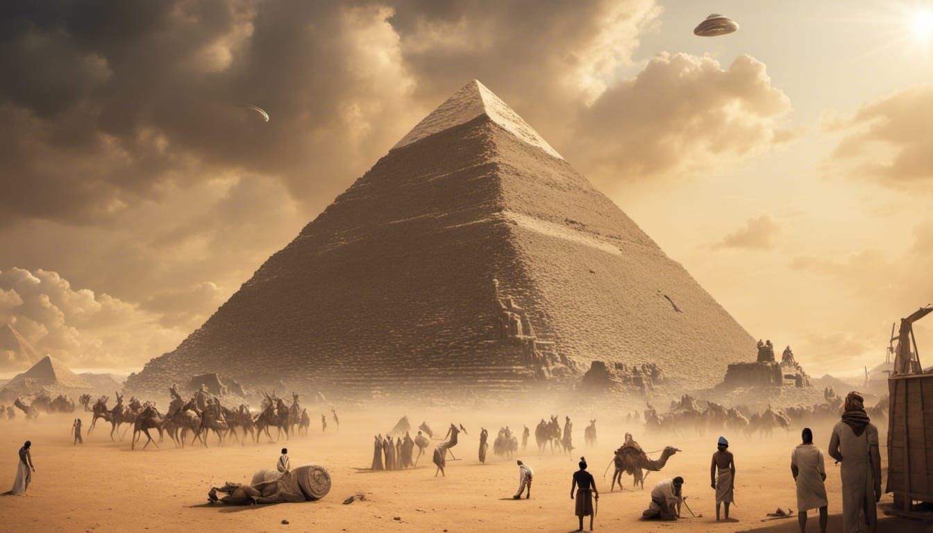 Egyptian Pyramid Construction with Alien Overseers