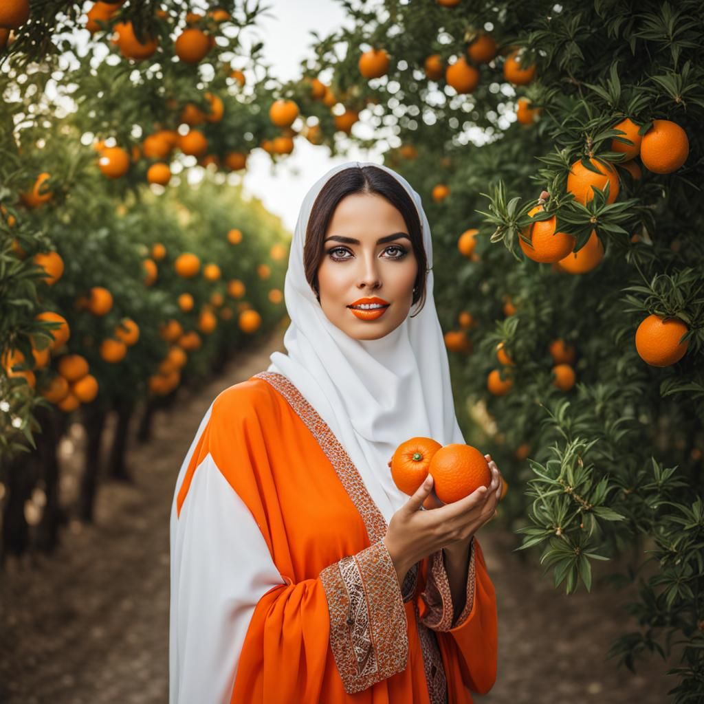Arabic Woman with Orange in Jaffa City