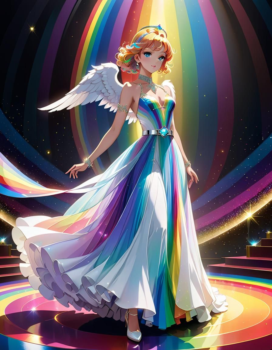 Rainbow Ballroom Dress in Anime Style
