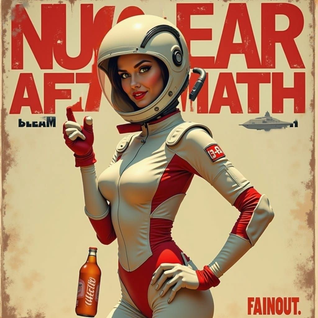 Retro-Futuristic Space Hero in Vintage-Style Poster