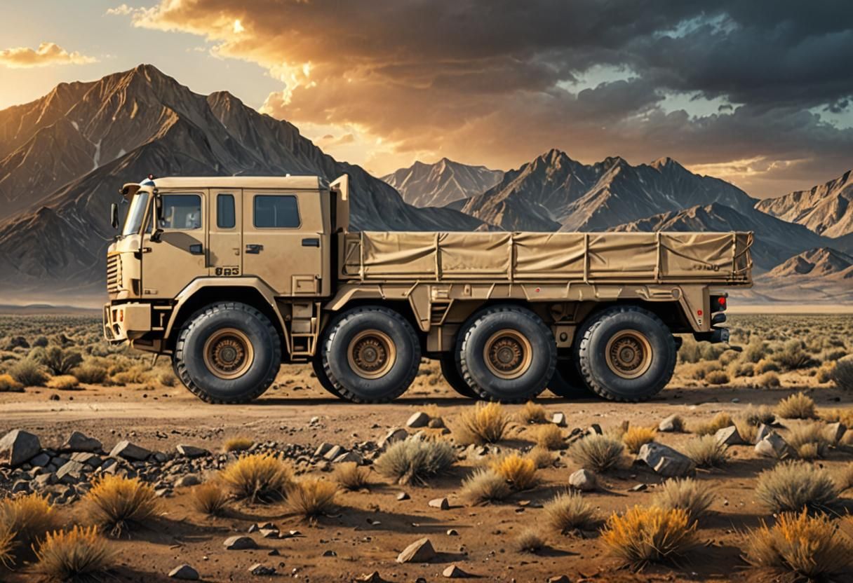 Apocalyptic 8-Wheel Military Truck Concept: 3D Render