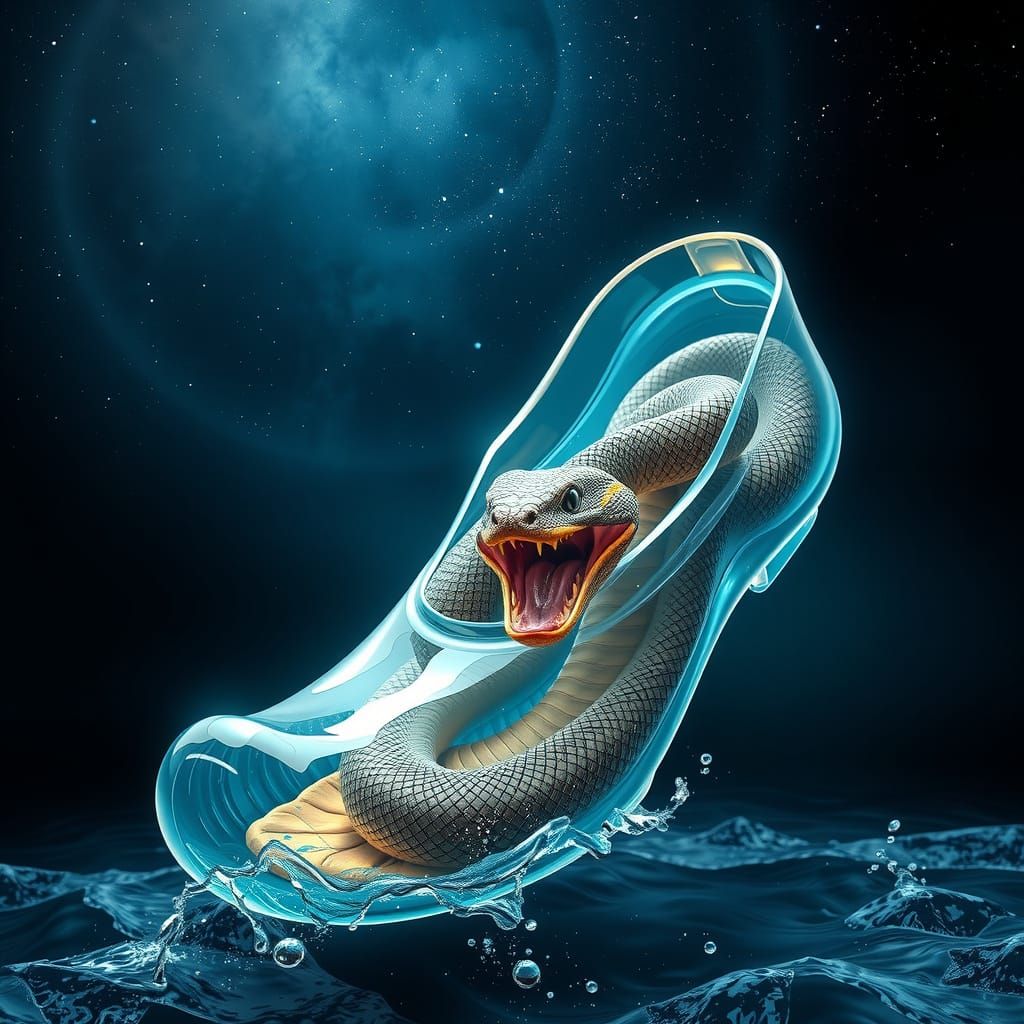 Surreal Cosmic Serpent Emerges from Transparent Astral Mocca...