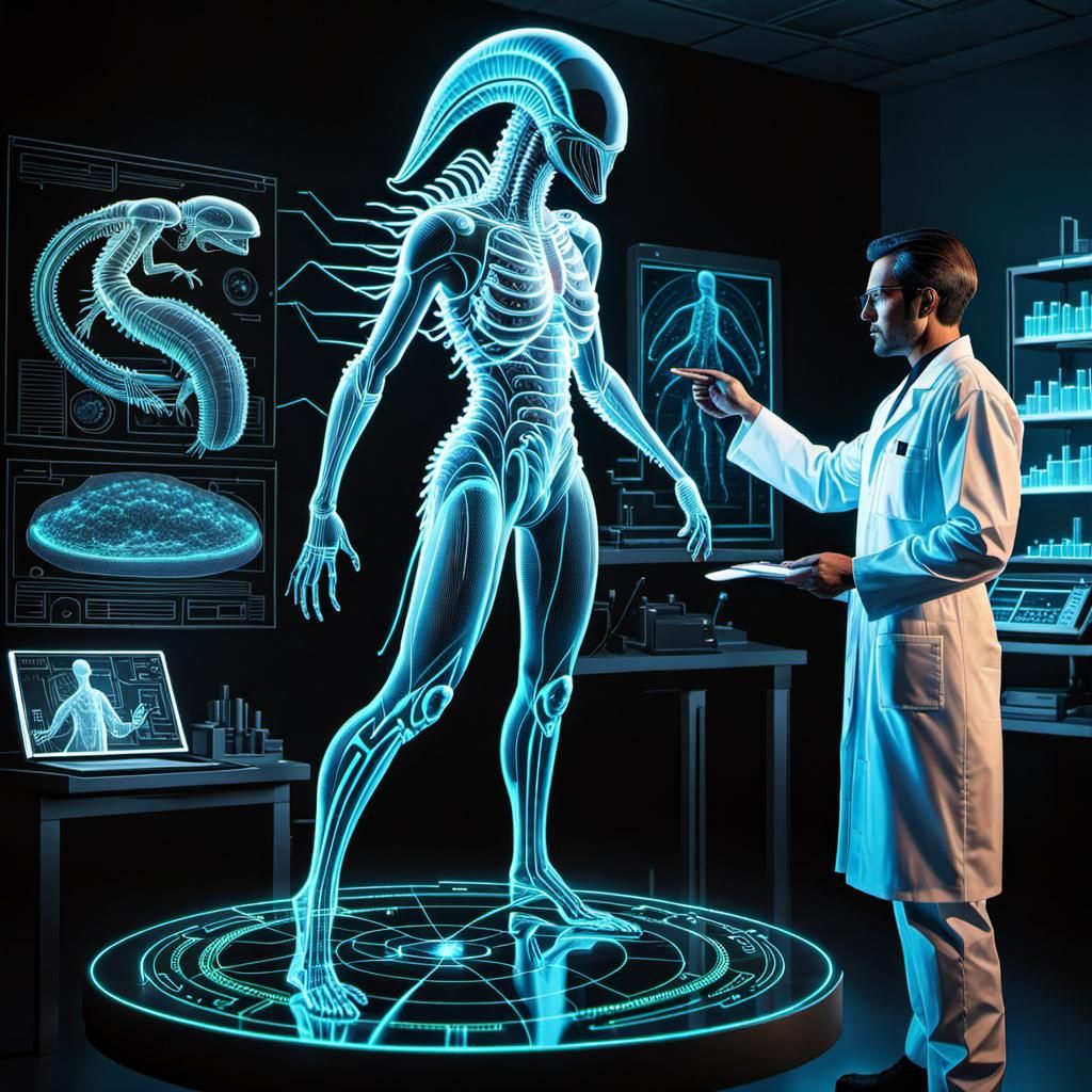 Holographic Alien in a Bio Research Laboratory